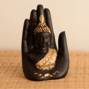 Handcrafted Palm Buddha Polyresin Showpiece